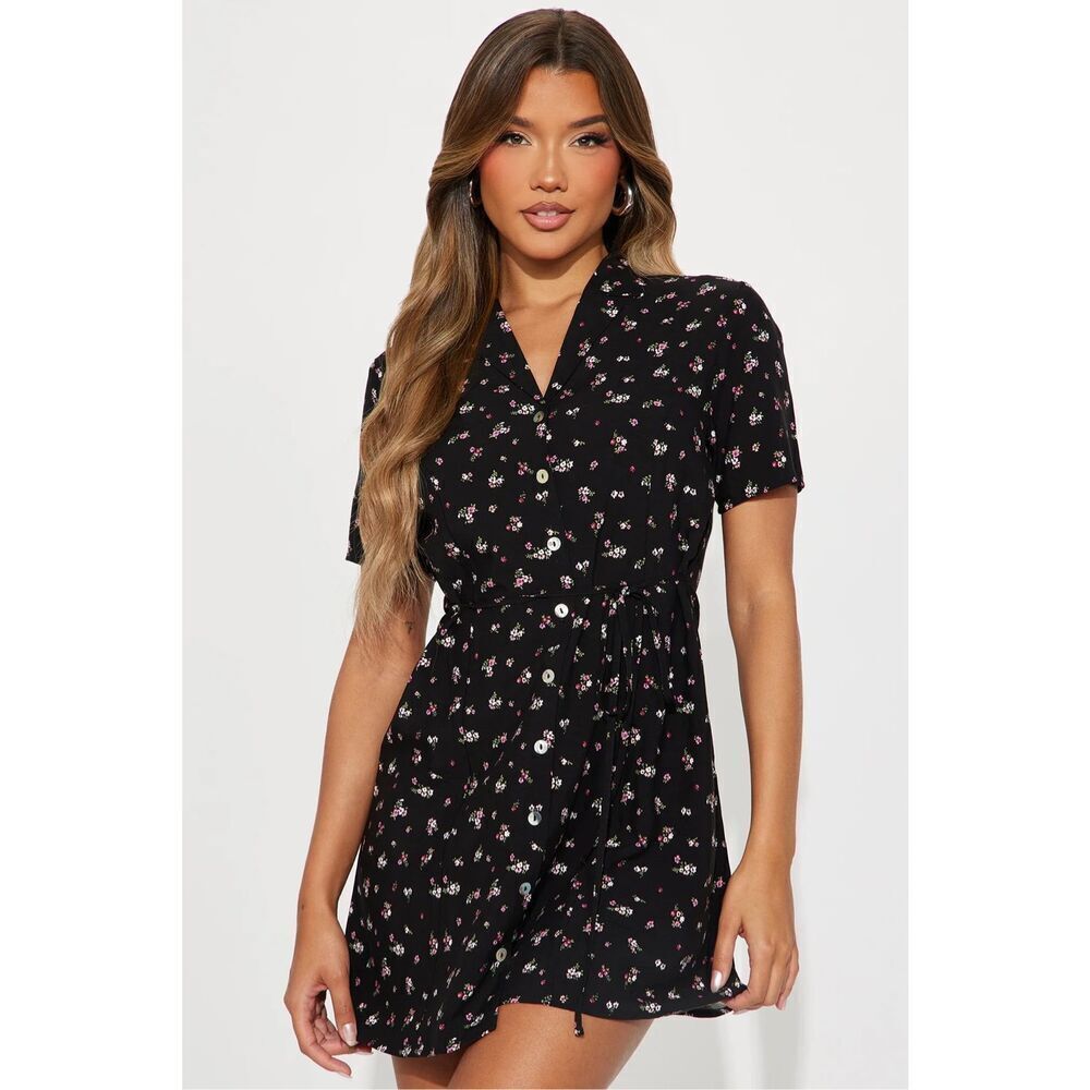 NWT fashion Nova Ellie Floral Mini Dress - Black/combo SZ XL